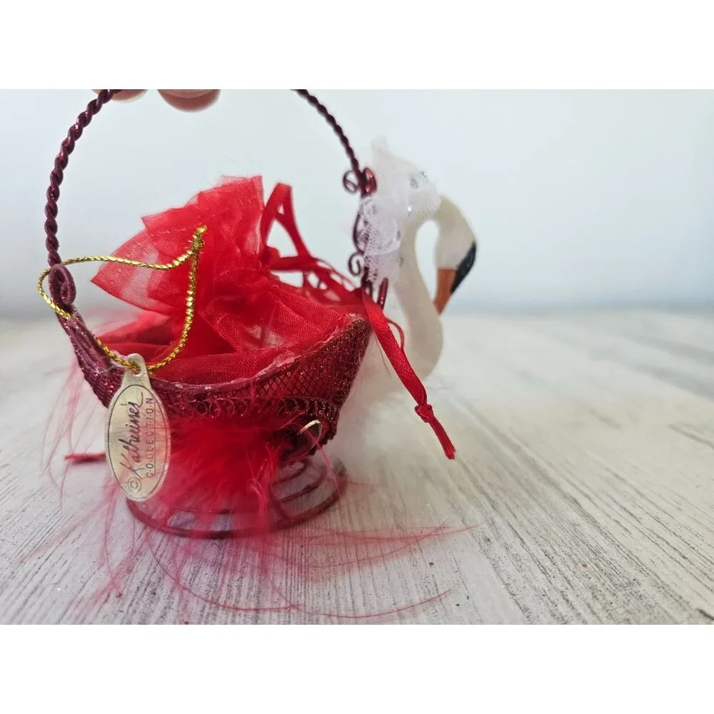 Katherine's swan basket gift candy ornament Valentine's Day red bird unique hang